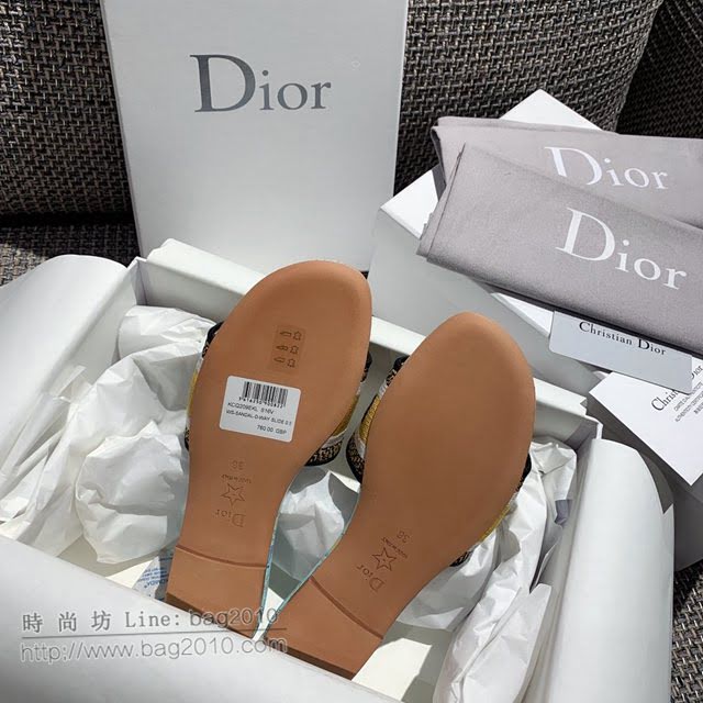 DIOR女鞋 迪奧2021專櫃新款磨砂新大底涼拖 Dior一字型刺繡平拖  naq1497